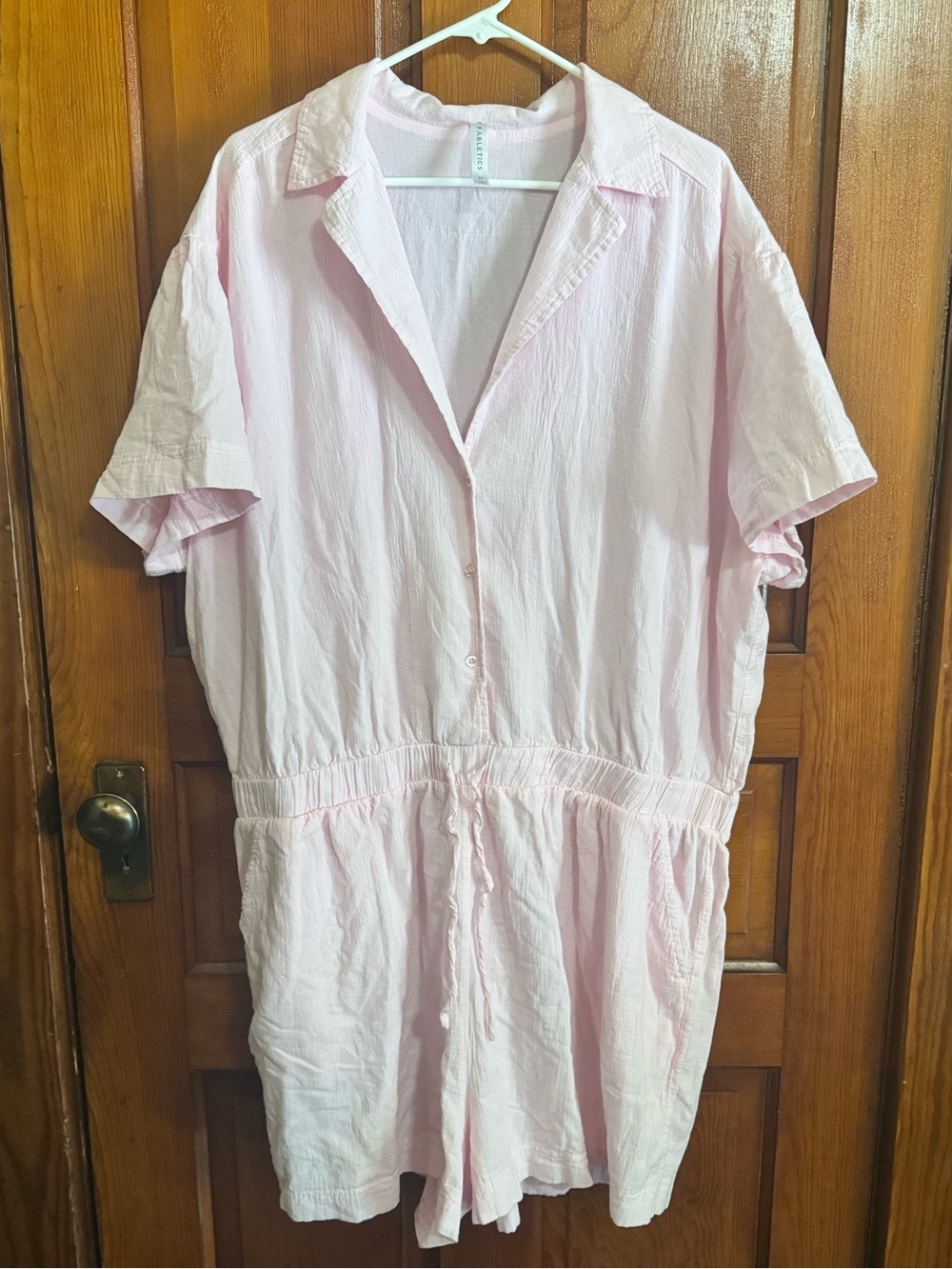 Fabletics Petal Pink Cotton Voile Onesie / Romper Size 2X with Pockets